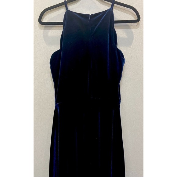 Aqua Brand Blue Velvet Mini Dress . Size Large. Scalloped Shape Sides. NWT. - Picture 2 of 3